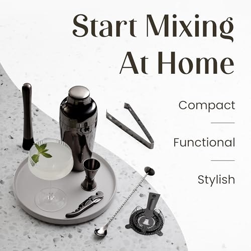 Mixology & Craft Bartender Kit – 15 Piece Cocktail Shaker Set with Bamboo Stand | Complete Cocktail Kit Gift Set | Top Bar...