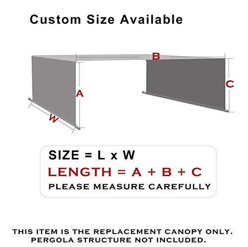 Universal Pergola Replacement Canopy Shade Cover with Breathable HDPE Fabric & Rod Pockets for 10 x 10 FT Pergola, Canopy ...