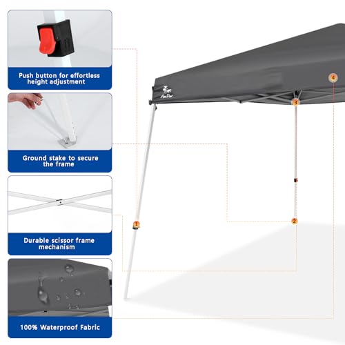 Abba Patio 10x10 Slant Leg Canopy Tent, Outside Canopy, Portable Commercial Canopies Shelter with Carry Bag, Waterproof U...