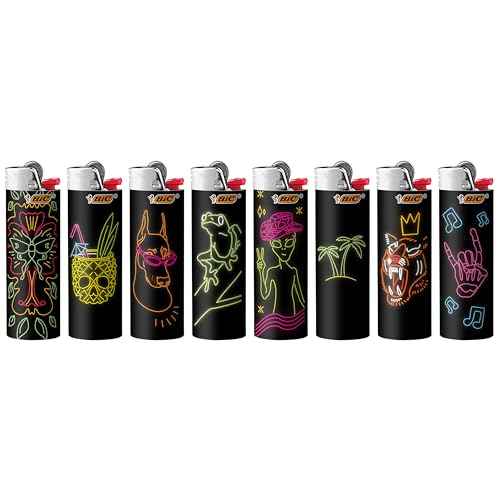 BIC Maxi Pocket Lighter, Special Edition Neon Series, Great for Candles and Firepits, 8 Count Pack of Lighters