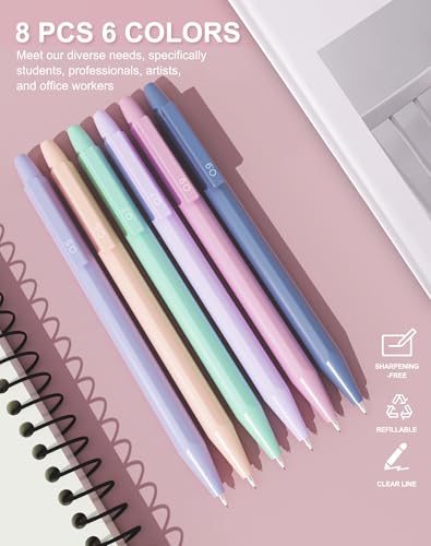 Ponditni 20PACK Mechanical Pencil, 8Pcs 0.5 0.7mm Mechanical Pencils Set With Eraser and 480 Pcs Refills, Cute Colored Pre...