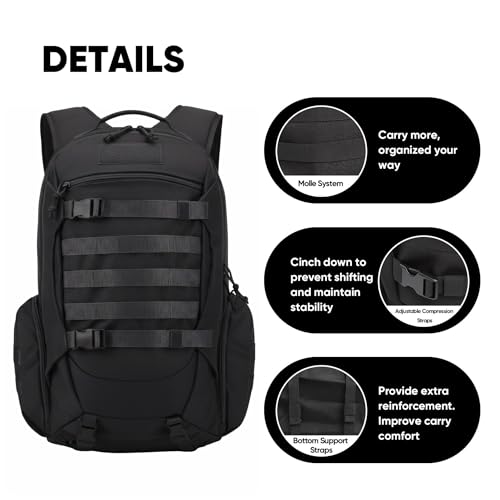 Fortune Edge 35L Tactical Backpack for Men, MOLLE Military Bug Out Bag, Waterproof Rucksack for Hiking with Hydration Port...