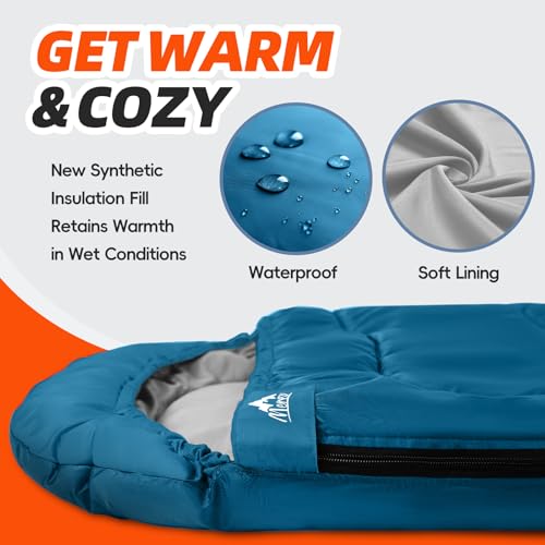 MEREZA Sleeping Bags XL for Adults Cold Weather Mens Large Wide Sleeping Bag for Big and Tall Girls Boys with Compression ...