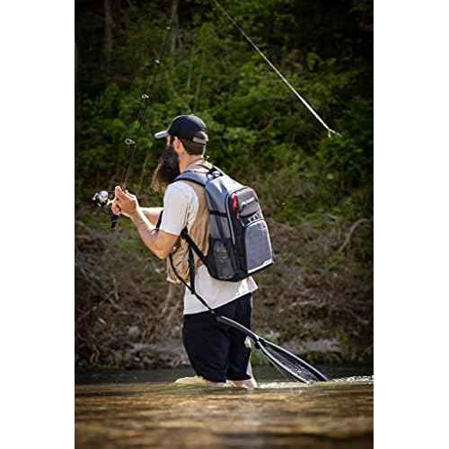 Plano Weekend Series 3700 Backpack, Gray with Red, Black, & White Accents, Includes 2 3700 Stowaway Utility Boxes, Premium Tackle Storage, Soft Tackle Storage Bag