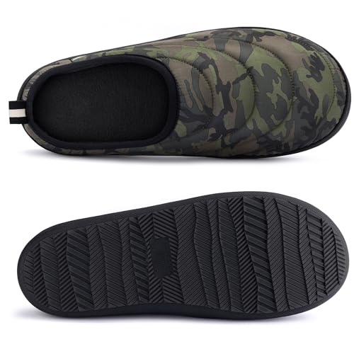 RockDove Men’s Trail-Therm Quilted Memory Foam Slippers for Camping and Indoor Outdoor Adventures with Anti-Slip Rubber Sole