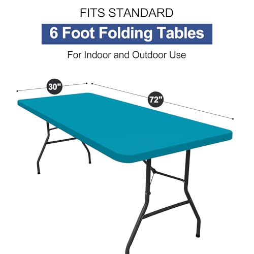 homing 4 Packs 6 Foot Rectangle Table Cloth, Waterproof Polyester Elastic Fitted Tablecloth, Washable Table Cover for Picn...