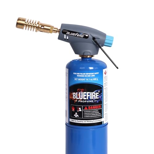 BLUEFIRE Handy Cyclone Torch Head With Propane Gas Portable Brass Gas Torch Manual Ignite Fuel by MAPP MAP PRO Propane Gas...