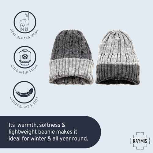 Reversible Alpaca Wool Hat - Warm & Soft Peruvian Unisex Beanie