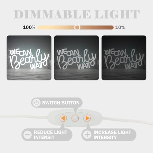 We Can Bearly Wait Neon Sign Dimmable Baby Shower Led Neon Light for Wall Decor, We Can Barely Wait Decorations Backdrop f...