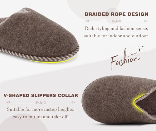 KuaiLu Womens Supportive Memory Foam Slippers Felt Fuzzy Lined Heel Cushion Lightweight House Shoes for Indoor Outdoor