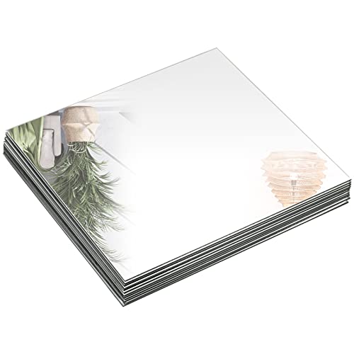 Suwimut Set of 12 Square Mirrors for Centerpieces, 10 x 10 Inch Glass Mirror Tray Candle Plates Wall Mounted Glass Mirror ...