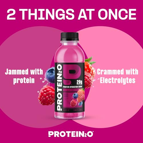 Protein2o Hydration Drink - 2-in-1 Liquid Clear Whey Protein Isolate and Electrolyte Drink - 20g Protein, Vitamins B5, B6...