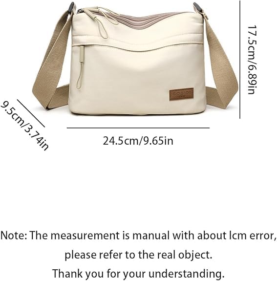 Crossbody Bags Shoulder Bag Nylon Simple with Zipper Lightweight Casual Simple 5Pocket Casual Messenger Hobo for Daily Travel