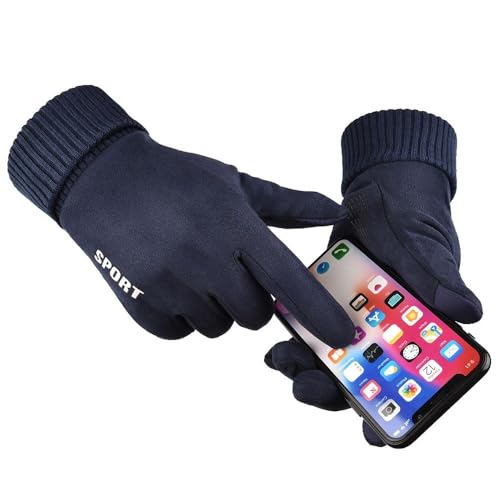 Winter Warm Suede Gloves for Men and Women Outdoor Sports Touch Screen Anti-Slip Plush Glove