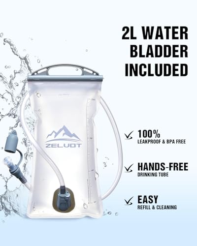 Zelvot Running Vest with 2L Water Bladder, Hydration Backpack, USA Original Patent, Lightweight Hydration Pack with Gear H...