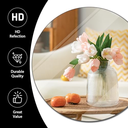 Yuzeyurun 12" Round Mirror Centerpieces for Tables, 12Pcs Glass Mirror Trays for Wedding, Party, Christmas Decorations, Mi...