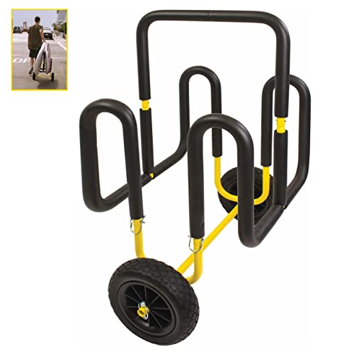Suspenz Double SUP Transport Cart with Airless Wheels, Carrier/Trolley for 2 Stand Up Paddle Boards & Surfboards, Yellow (...
