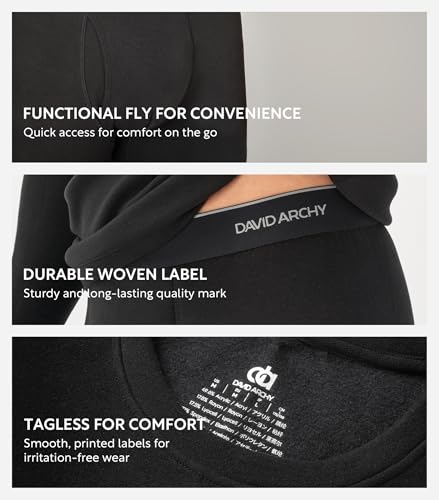 DAVID ARCHY Men’s Heavyweight Thermal Underwear for Extreme Cold, Perfect for Harsh Winter from -10°C to -5°C