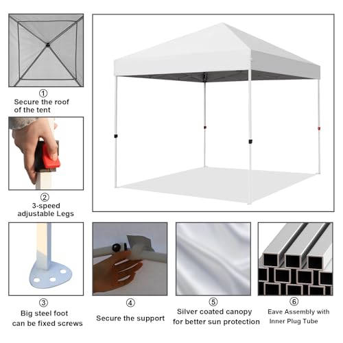 Northroad 8X8 FT Pop Up Canopy, Outdoor Instant Canopy Tent w/Carrying Bag, Portable Gazebo Shelter for Wedding Party,Comm...