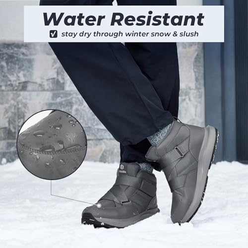 FitVille Mens Snow Boots Extra Wide Width Slip On Winter Boots Shoes Water Resistant Outdoor Warm Lined
