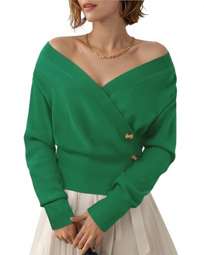 Timeson Womens Fall Sweaters 2025 Long Sleeve V Neck Business Casual Pullover Knit Tops