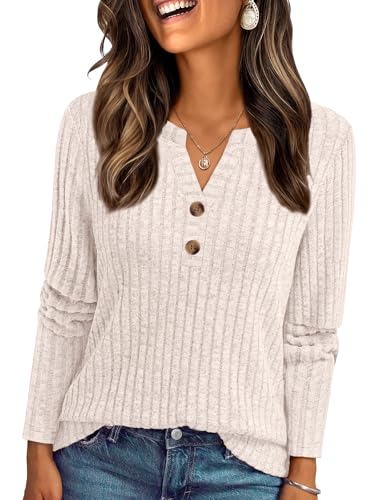 AUTOMET Women's Long Sleeve Henley Shirts Fall Lightweight Sweaters Dressy Casual Tunic Tops Fashion Clothes 2026