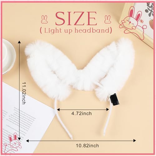 YBHOMINE Cute Light Up Furry Fox Cat Bunny Ears Headband, for Cosplay Costume Party Night Clubs, Raves, and Halloween