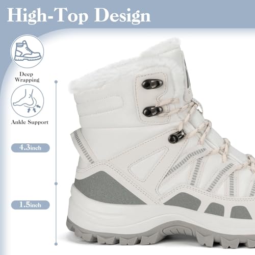 Mishansha Women's Winter Snow Boots Waterproof Warm Fur Lined Ankle Hiking Boot Non-Slip Outdoor Cold Weather Shoes