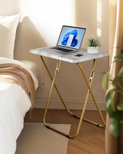 HUANUO Folding TV Tray Table -Stable Tray Table with No Assembly Required, TV Dinner Tray for Eating, Foldable Snack Table...