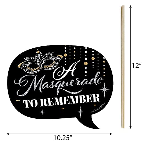 Big Dot of Happiness Photo Booth Props Kit - 10-Piece Masquerade Props, DIY Assembly Prop Stick, Photo Booth Prop, Premium...