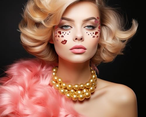 Penta Angel Heart Face Sticker Jewels Stick On Face Costume Gems Self-Adhesive Valentines Day Halloween Makeup Sticker for...