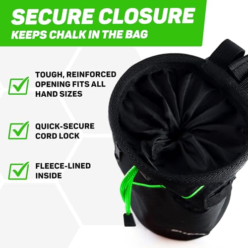 Chalk Bag for Rock Climbing - Rock Climbing Gifts Gear Accessories - Quick-Clip Belt, Large Zippered Pockets & Brush Holde...