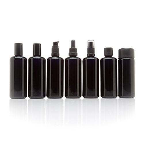Infinity Jars 100?ML Black Ultraviolet Glass Bottles Airtight, Leak-Proof, Smell-Proof Screw-Top Containers for Essential Oils, Perfume, Lotion, Travel Storage, Reusable 7 Bottles Variety Pack