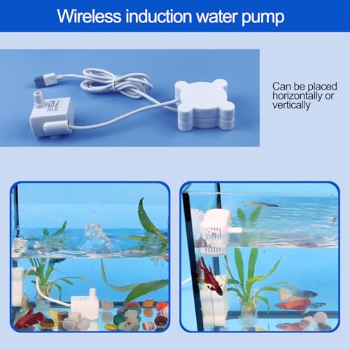 Wireless Induction Aquarium Small Water Pump For Fish Tank,Ultra Quiet 4.5w Fountain Submersible Pump With Adjustable Flow...