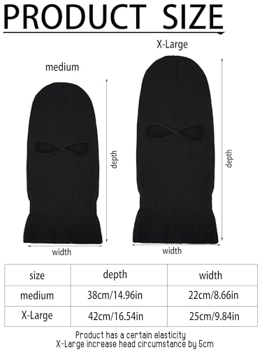 HESTYA 2 Holes Ski Masks Winter Balaclava Knitted Full Face Cover Mask Beanie Hat for Men Women Cold Weather Outdoor Sports