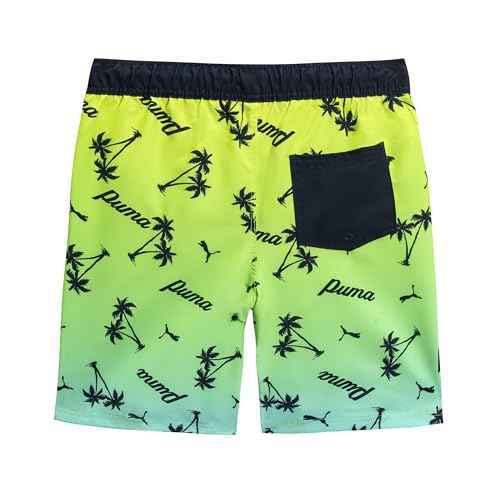 PUMA Boys' Fashion Swim Trunks, Water Repellant, Elastic Waistband with Drawcord