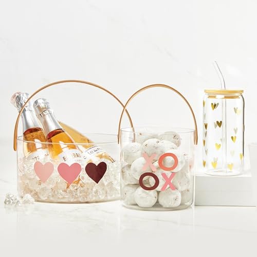 Santa Barbara Design Studio Valentines Day Ice Bucket with Handle Acrylic Champagne Bucket, 8.25" D x 4" H, Hearts