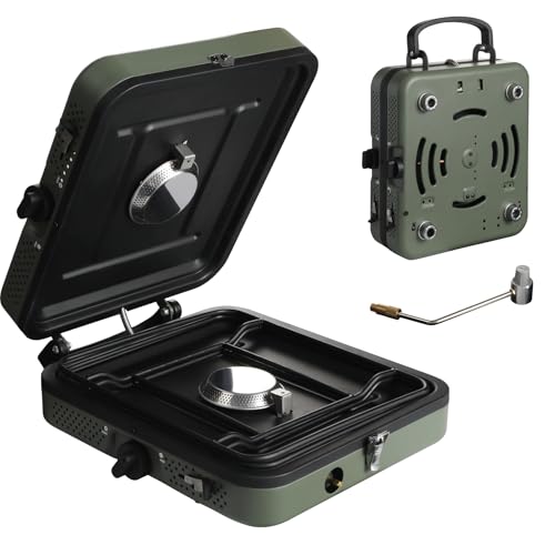 ALBOMI 2 Burner Propane Camping Stove,Portable Folding Gas Stove for Camping with 17200 BTU,Two Adjustable Burners with Ea...