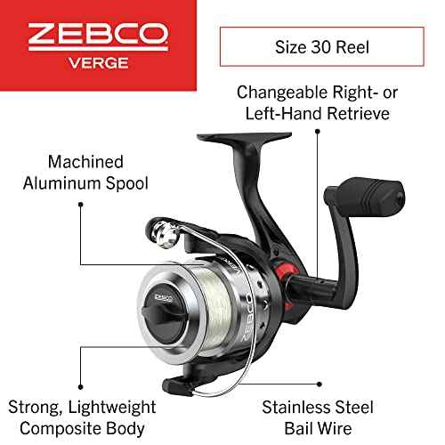 Zebco Verge Spinning Reel and Fishing Rod Combo, Changeable Right- or Left-Hand Retrieve, Pre-Spooled with Zebco Fishing Line