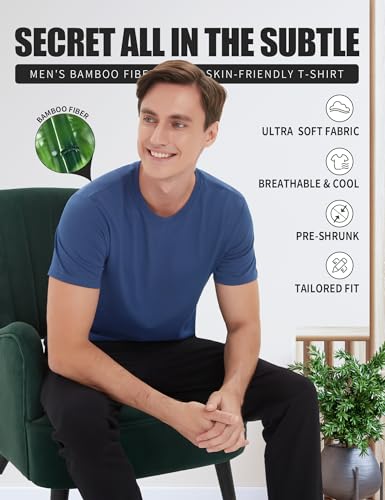 Pioneer Camp Mens Bamboo Viscose T Shirt Ultra Soft Plain Tshirts for Men Cooling Crew Neck Casual Basic Tee Shirt Undershirt