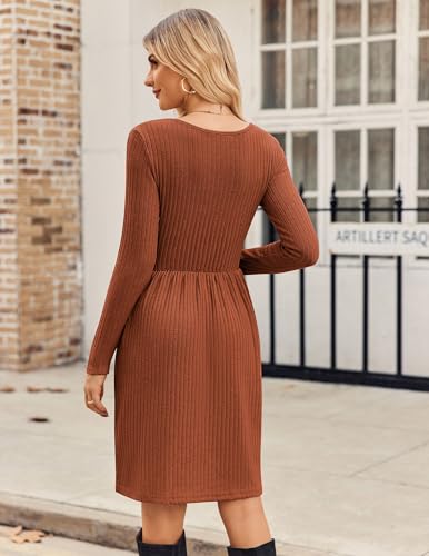 ZEAGOO Women Dresses Spring Fall 2026 Sweater Dress Long Sleeve Casual Knit Dresses with Pockets