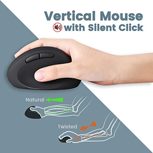 Perixx PERIDUO-606 Wireless Mini Ergonomic Keyboard with Portable Vertical Mouse - Adjustable Palm Rest Stand - Membrane L...
