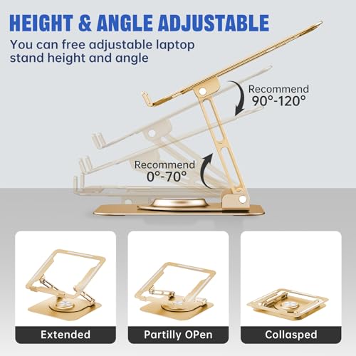 JOYEKY Laptop Stand for Desk, Adjustable Computer Stand with 360° Rotating Base, Ergonomic Laptop Riser for Collaborative ...