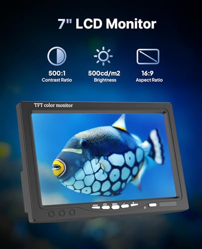 Eyoyo Underwater Fishing Camera, Ice Fishing Video Camear 1000TVL with 7 inch LCD Monitor, Waterproof Camera, 12pcs Infrar...