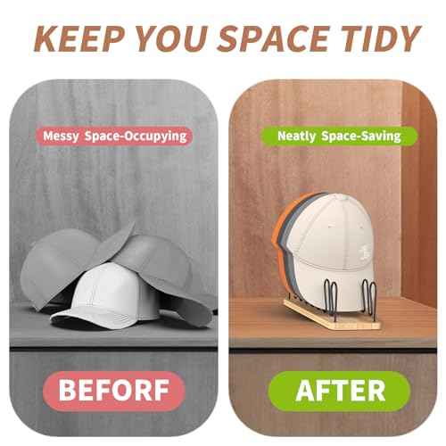Hat Organizer - 2 Pack Premium Wood and Metal Design Hat Storage for 14 Caps - Tabletop Hat Racks for Closet, Dresser, Entrance