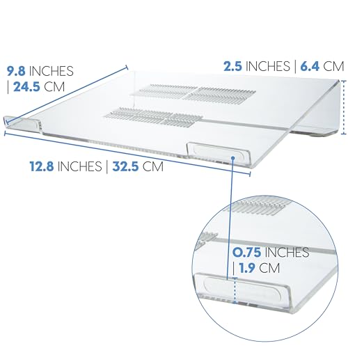 DuraClear Acrylic Laptop Stand for Desk - Ergonomic 2.5" Elevation Acrylic Computer Riser - Laptop Stand Accessory for up ...