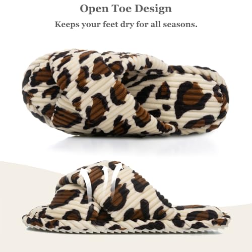 GOEWY Slippers for Women Memory Foam House Bedroom Corduroy Crossbands Open Toe Slides Sandals Shoes Comfy Trendy Gift for...