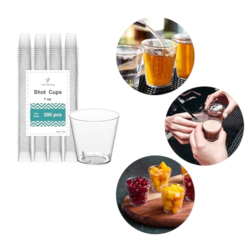 Craft And Party, 1oz 200 pcs Premium Clear Shot Glasses. Disposable Clear Cups for Wine Tasting, Vodka, Whiskey, jelly sho...