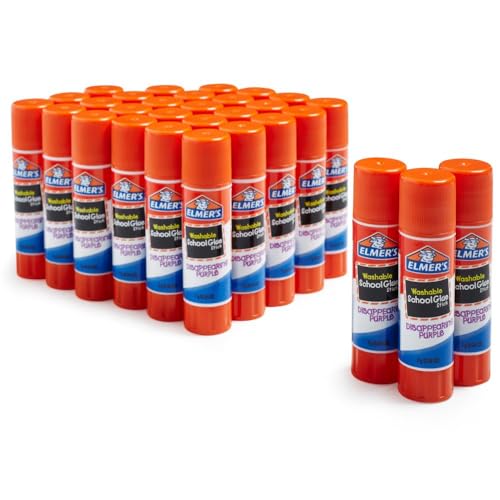 Elmer's Disappearing Purple School Glue Sticks, Washable, 7 Grams, 30 Count - Poster, Vision Board, Back to School, Bulk P...