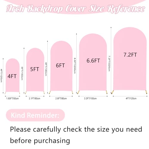 Spandex Fitted Wedding Arch Cover 7.2FT Pink Arch Backdrop Cover, Round Top Chiara Backdrop Stand Covers for Wedding Birth...